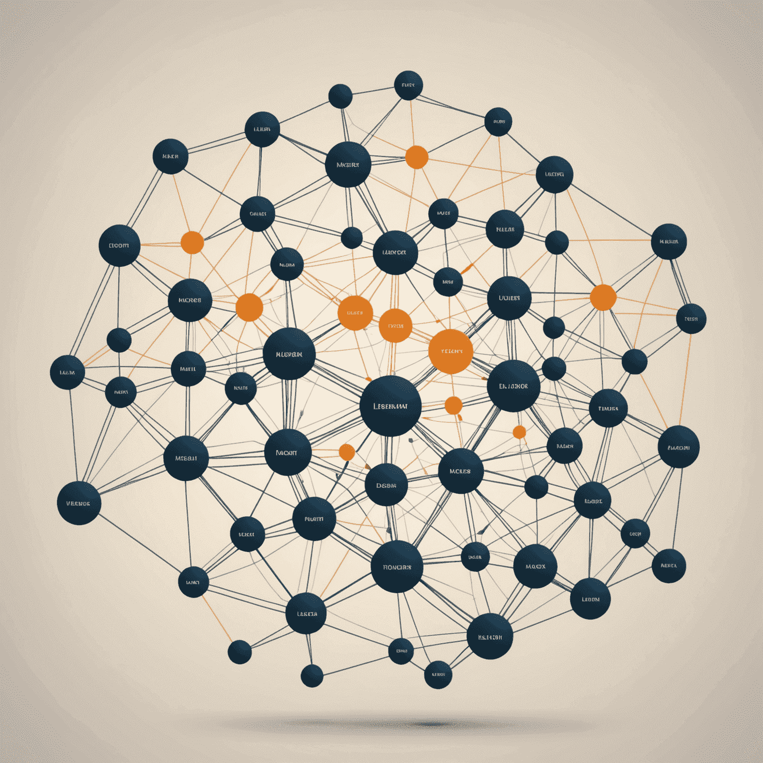 Abstract visualization of a decentralized network with interconnected nodes representing user identities, blockchain ledgers, and data flow